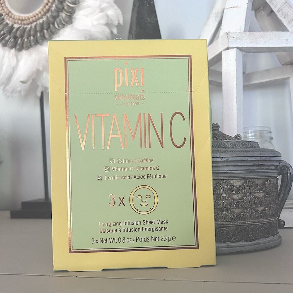 PIXI Skintreats Vitamin C Energizing Infusion Sheet Masks Skincare Box of 3 NIB